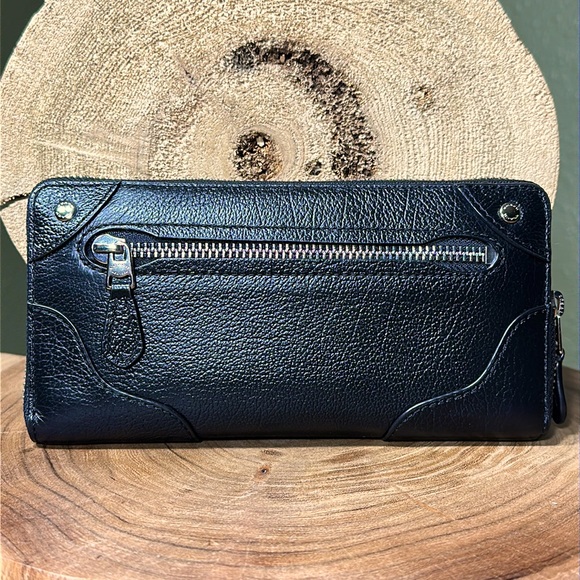 COACH Mickie Accordion Zip Wallet in Black Grain Leather - Picture 2 of 16